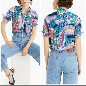 J. Crew Vibrant Printed Boy Shirt Ratti Kaleidoscrope Size 4